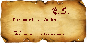 Maximovits Sándor névjegykártya