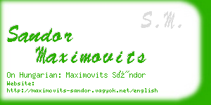 sandor maximovits business card